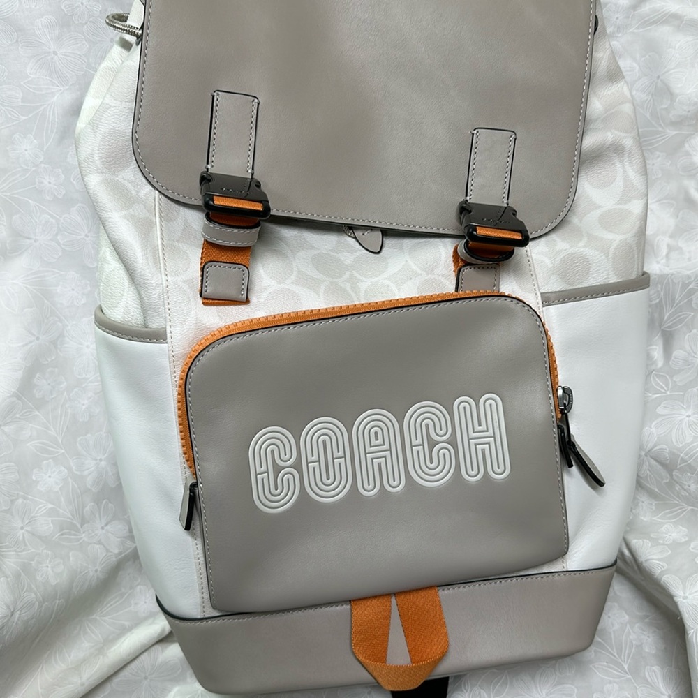 coach Track Backpack In Colorblock Signature Canvas With Coach C8130 NWOT